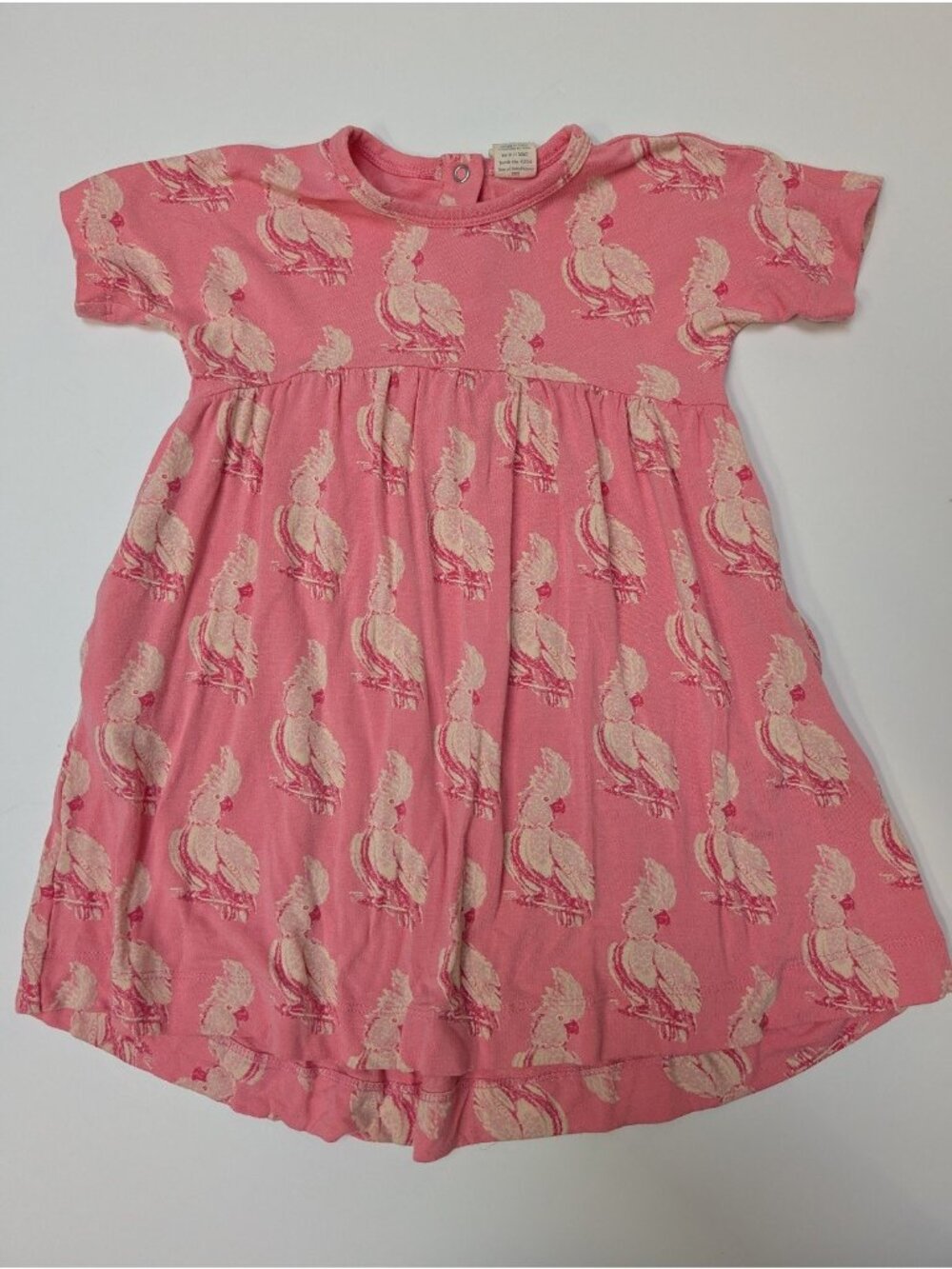 Kate Quinn Bamboo Pink Cockatoo 18-24 Months Bird Dress Short Sleeve